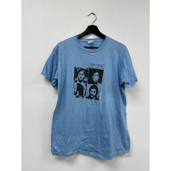 Vintage The Who Shirt Medium Blue Face Dances Band Graphic Concert 80s